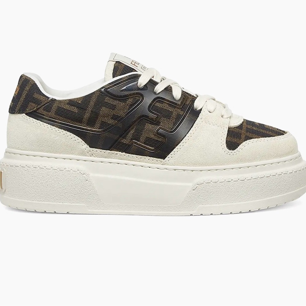 Fendi  Cream and Brown Sneakers
